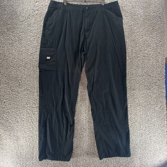 Caterpillar Pants Mens 42x34 Black Cargo Pockets Workwear Construction Casual - Picture 1 of 11